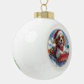 Cavalier King Charles Spaniel Dog Sledge Kerstmis Keramische Bal Ornament (Links)