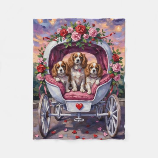 Cavalier King Charles Spaniel Dog Valentine's Day Fleece Deken (Voorkant)