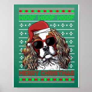 Cavalier King Charles Spaniel Dog Wof Merry Chris Poster