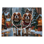Cavalier King Charles Spaniel Dogs Christmas Snow Groot Cadeauzakje (Voorkant)