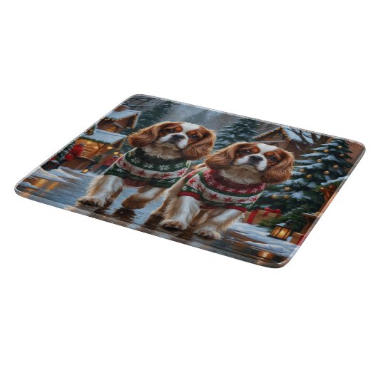 Cavalier King Charles Spaniel Dogs Christmas Snow Snijplank (Hoek)