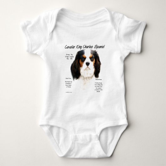 Cavalier King Charles Spaniel (driekleur) Geschied Romper (Voorkant)