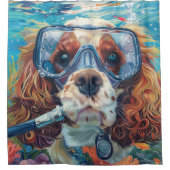 Cavalier King Charles Spaniel Duiken onder water Douchegordijn (Voorkant)
