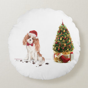 Cavalier King Charles Spaniel Funny Kersthond Rond Kussen
