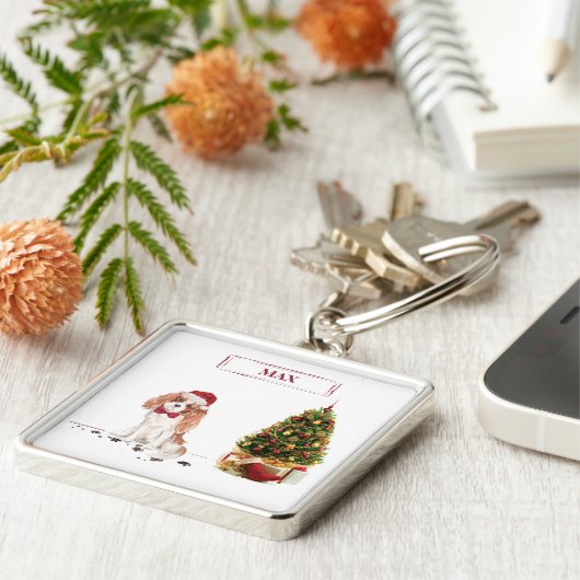 Cavalier King Charles Spaniel Funny Kersthond Sleutelhanger (Zijkant)