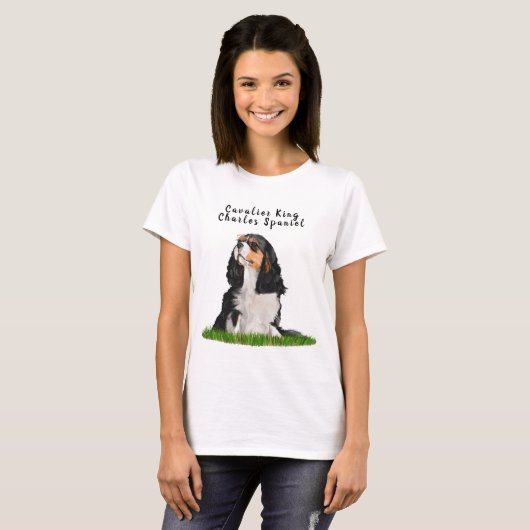 Cavalier King Charles Spaniel geïllustreerd T-Shir T-shirt (Voorkant volledig)