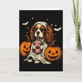 Cavalier King Charles Spaniel Ghost Halloween Cava Kaart (Voorkant)