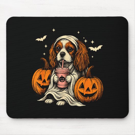 Cavalier King Charles Spaniel Ghost Halloween Cava Muismat (Voorkant)