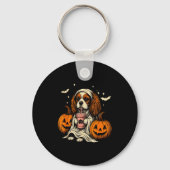 Cavalier King Charles Spaniel Ghost Halloween Cava Sleutelhanger (Voorkant)