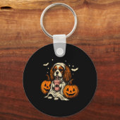 Cavalier King Charles Spaniel Ghost Halloween Cava Sleutelhanger (Voorkant)