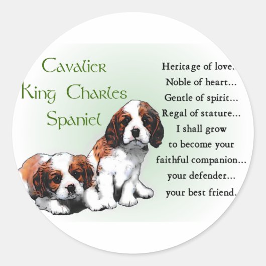 Cavalier King Charles Spaniel Gifts Ronde Sticker (Voorkant)
