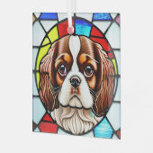 Cavalier King Charles Spaniel "Glas in lood" Glas Ornament (Voorkant links)