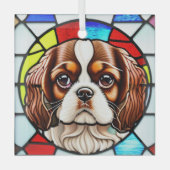 Cavalier King Charles Spaniel "Glas in lood" Glas Ornament (Voorkant)