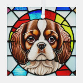 Cavalier King Charles Spaniel "Glas in lood" Glas Ornament (Achterkant)