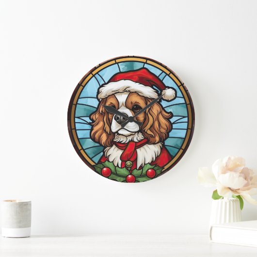 Cavalier King Charles Spaniel Glas Kerstmis Grote Klok (Huis)