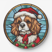 Cavalier King Charles Spaniel Glas Kerstmis Papieren Bordje (Voorkant)