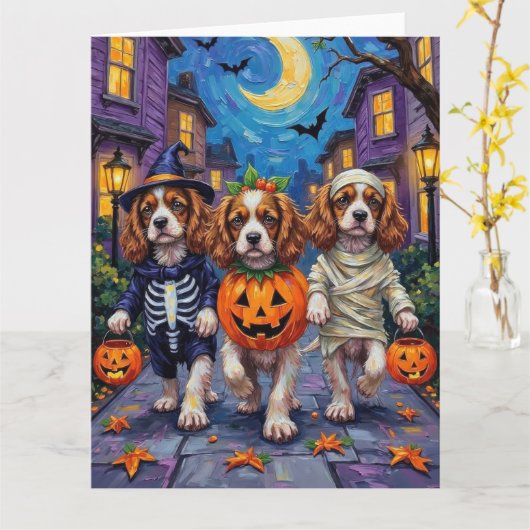 Cavalier King Charles Spaniel Halloween kostuums Kaart (Gele Bloem)