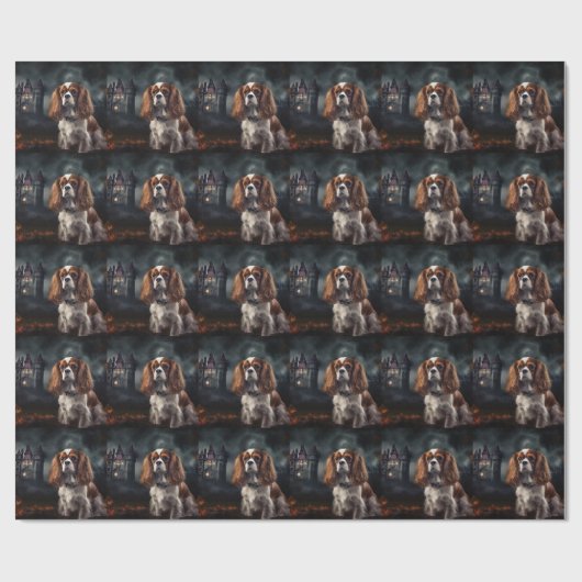 Cavalier King Charles Spaniel Halloween Scary Cadeaupapier (Vlak)