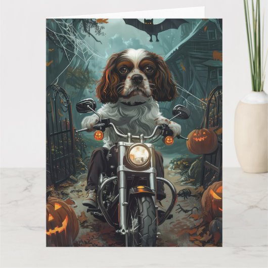 Cavalier King Charles Spaniel Halloween Scary Kaart (Voorkant)