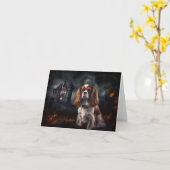 Cavalier King Charles Spaniel Halloween Scary Kaart (Gele Bloem)