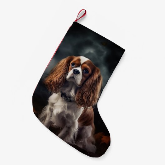 Cavalier King Charles Spaniel Halloween Scary Kleine Kerstsok (Voorkant (Hangend))
