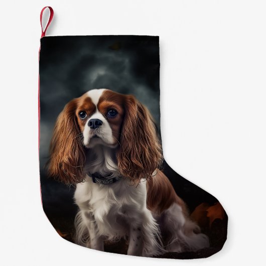 Cavalier King Charles Spaniel Halloween Scary Kleine Kerstsok (Voorkant)