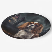 Cavalier King Charles Spaniel Halloween Scary Papieren Bordje (Gekanteld)