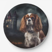 Cavalier King Charles Spaniel Halloween Scary Papieren Bordje (Voorkant)