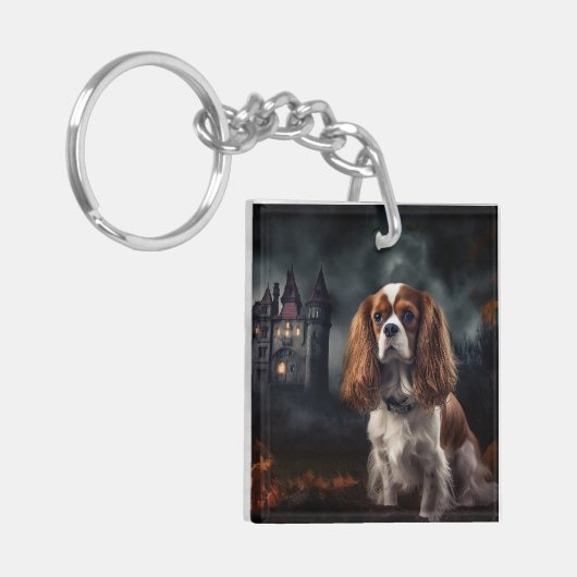 Cavalier King Charles Spaniel Halloween Scary Sleutelhanger (Voorkant Links)