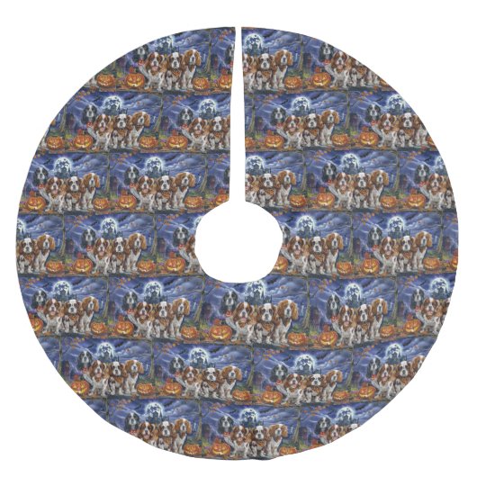 Cavalier King Charles Spaniel Halloween Spokenig Kerstboom Rok (Voorkant)