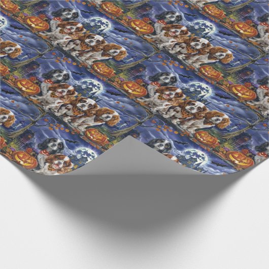 Cavalier King Charles Spaniel Halloween Spooky Cadeaupapier (Hoek)