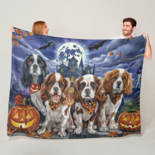 Cavalier King Charles Spaniel Halloween Spooky Fleece Deken