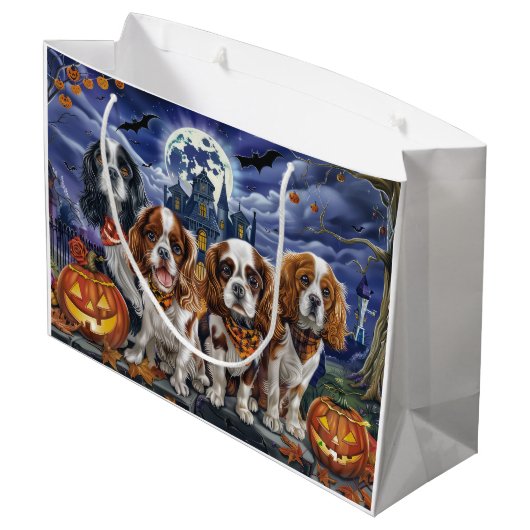 Cavalier King Charles Spaniel Halloween Spooky Groot Cadeauzakje (Achterkant Gekanteld)