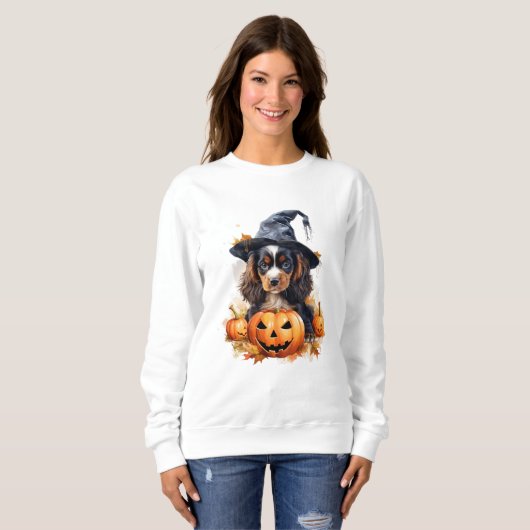 Cavalier King Charles Spaniel Halloween Sweatshirt (Voorkant volledig)