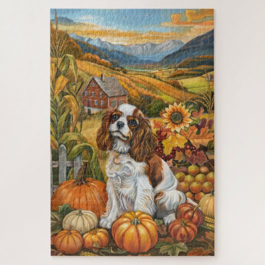 Cavalier King Charles Spaniel Herfst Thanksgiving Legpuzzel (Verticaal)