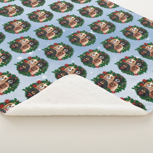 Cavalier King Charles Spaniel Holiday Blanket Sherpa Deken (3/4)
