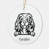 Cavalier King Charles Spaniel hond Gepersonaliseer Keramisch Ornament (Links)