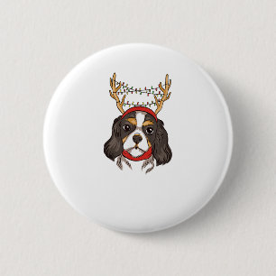 Cavalier King Charles Spaniel Hond Huisdier Kerstm Ronde Button 5,7 Cm