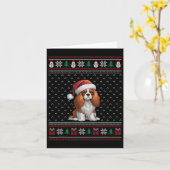 Cavalier King Charles Spaniel hond met kerstmuts Kaart (Gele Bloem)