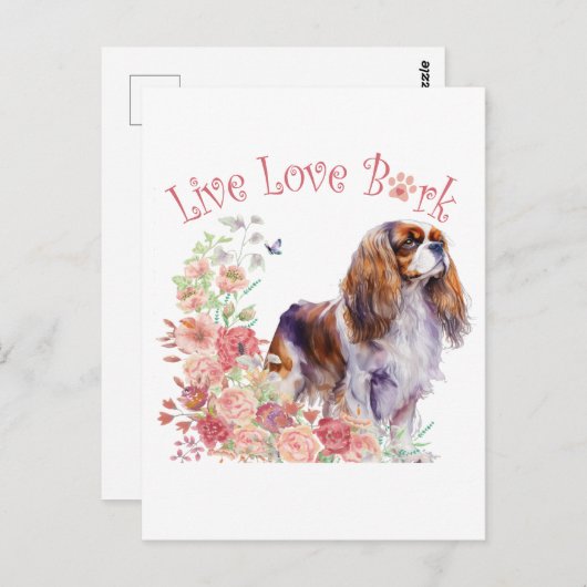 Cavalier King Charles Spaniel Hond Mom Floral Briefkaart (Voorkant / Achterkant)
