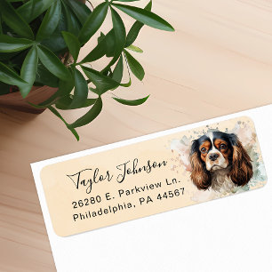 Cavalier King Charles Spaniel-hond retouradres Etiket