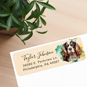 Cavalier King Charles Spaniel-hond retouradres Etiket