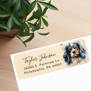 Cavalier King Charles Spaniel-hond retouradres Etiket