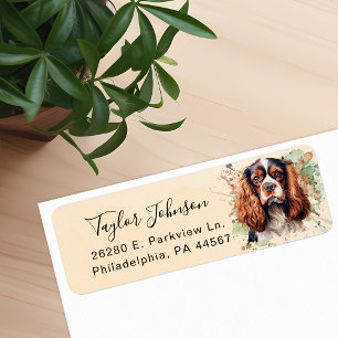Cavalier King Charles Spaniel-hond retouradres Etiket