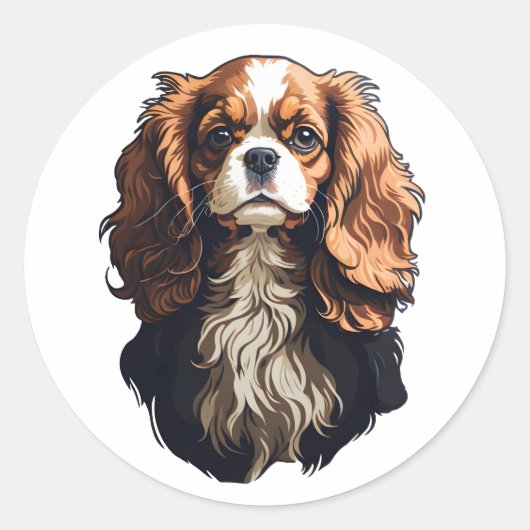 Cavalier King Charles spaniel hond Ronde Sticker (Voorkant)