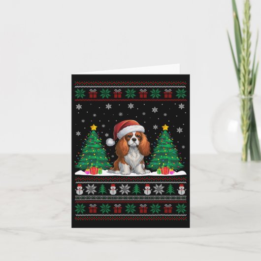 Cavalier King Charles Spaniel Hond Xmas Tree Light Kaart (Voorkant)