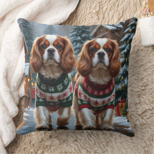 Cavalier King Charles Spaniel Honden Kerst Sneeuw Kussen