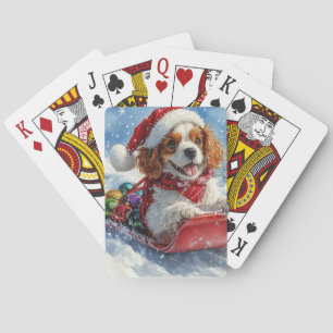 Cavalier King Charles Spaniel Honden Slede Kerstmi Pokerkaarten
