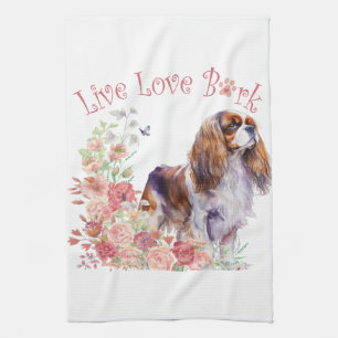 Cavalier King Charles Spaniel Hondenmoeder Bloemst Theedoek