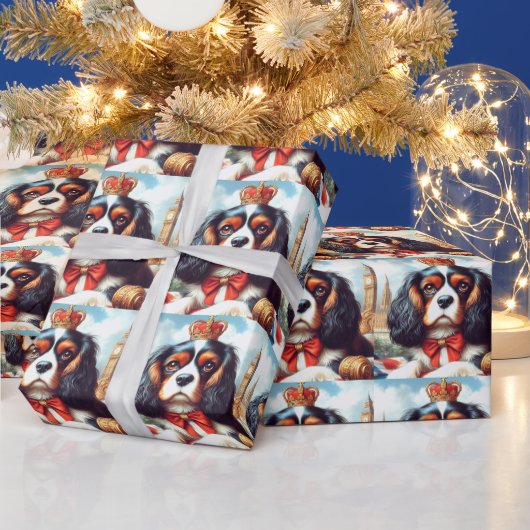 Cavalier King Charles Spaniel Illustratie Cadeaupapier (Feestdagen)